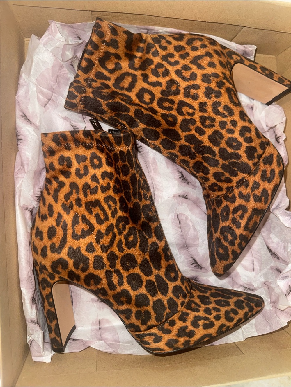 Jessica Simpson Leopard Print Pointed Toe Ankle Boots